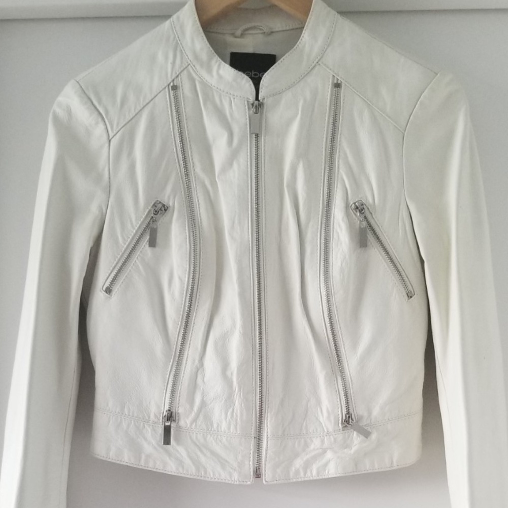 Authentic Bebe White Leather Jacket